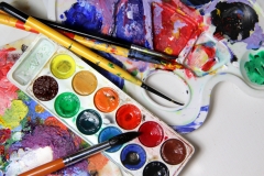 Art palette and watercolors